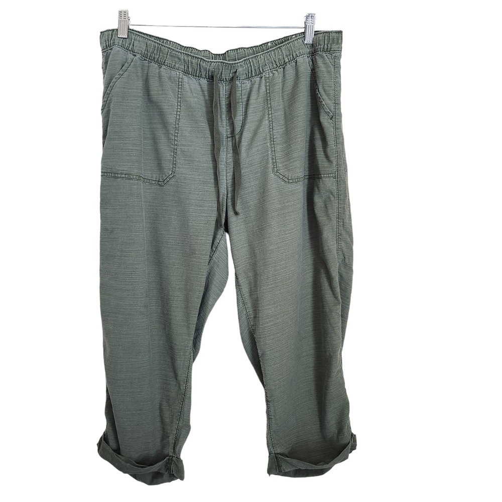 Lane Bryant Pants Women's 14 Pull On Cuffed Cropped Pockets Olive Green